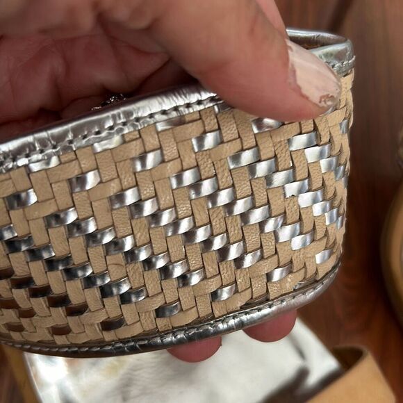 Coach silver and beige platform heels size 9 basket weave - Picture 9 of 9